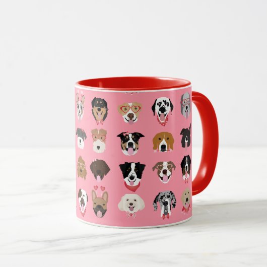 Hunde-Valentine-Gesichtspattern Tasse (VorderseiteRechts)