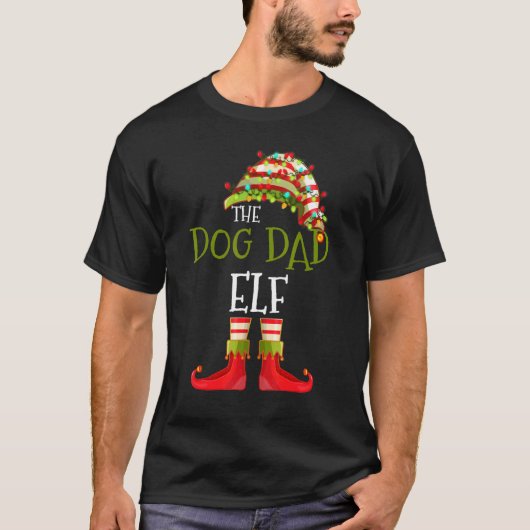 Hunde Vater Elf Gruppe Matching Familie Weihnachte T-Shirt (Vorderseite)