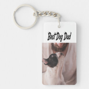 Hunde-Vater-Foto Schwarz Text  Schlüsselanhänger