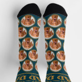 Hunde Vater Geschenk Custom Foto Muster Blau & Gol Socken (Oben)