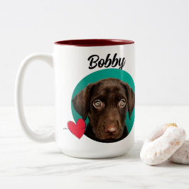 Hunde-Vater-Hundebeitrag & Foto/Name Zweifarbige Tasse