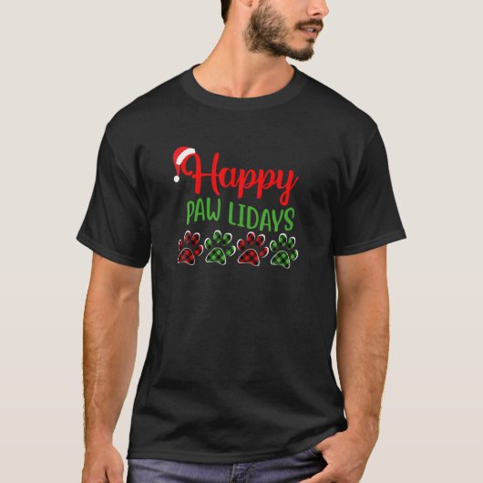 Hunde Vater Mama Happy Pawlidays Frohe Weihnachtsf T-Shirt (Vorderseite)
