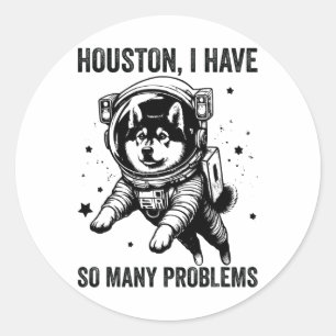 Hunde Vater Mama Space - Houston Problem Norwegisc Runder Aufkleber