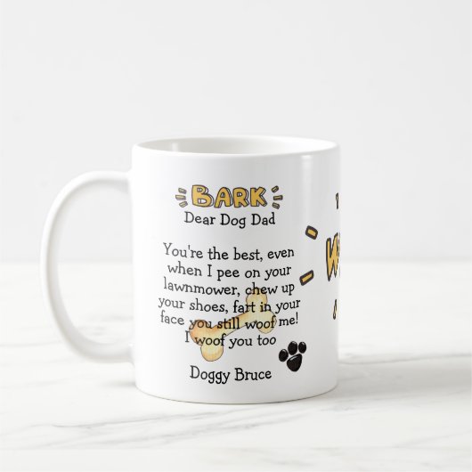 Hunde Vater Niedliche Tasse Personalisierte Gesche (Links)