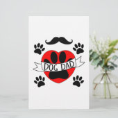 Hunde Vater Paw und Rotes Herz Zeichnend Briefpapier (Stehend Vorderseite)
