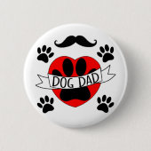 Hunde Vater Paw und Rotes Herz Zeichnend Button (Vorderseite)