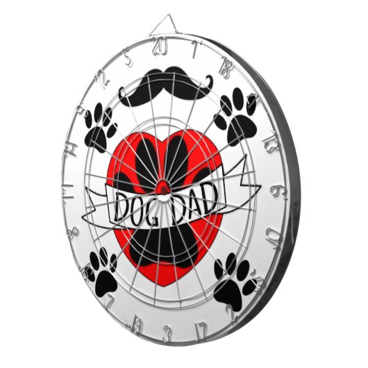Hunde Vater Paw und Rotes Herz Zeichnend Dartscheibe (Vorderseite rechts)