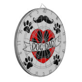 Hunde Vater Paw und Rotes Herz Zeichnend Dartscheibe (Vorderseite Links)