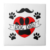 Hunde Vater Paw und Rotes Herz Zeichnend Fliese (Vorderseite)