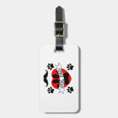 Hunde Vater Paw und Rotes Herz Zeichnend Gepäckanhänger (Vorderseite vertikal)