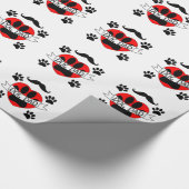 Hunde Vater Paw und Rotes Herz Zeichnend Geschenkpapier (Ecke)