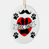 Hunde Vater Paw und Rotes Herz Zeichnend Keramik Ornament (Rechts)