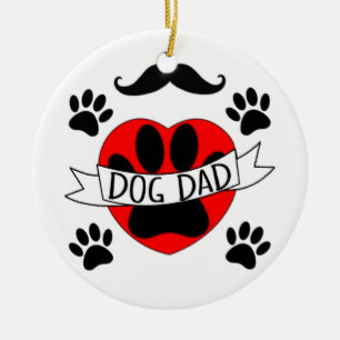 Hunde Vater Paw und Rotes Herz Zeichnend Keramik Ornament