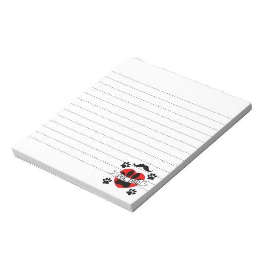 Hunde Vater Paw und Rotes Herz Zeichnend Linke Notizblock (Rotiert)