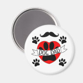 Hunde Vater Paw und Rotes Herz Zeichnend Magnet (Vorderseite/Rückseite)