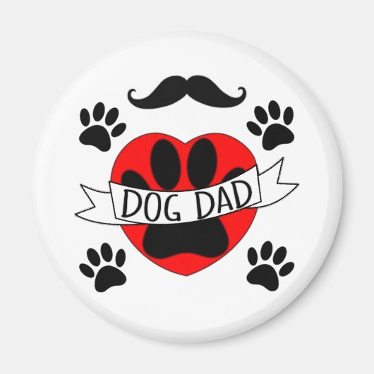 Hunde Vater Paw und Rotes Herz Zeichnend Magnet (Vorne)