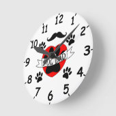 Hunde Vater Paw und Rotes Herz Zeichnend mit Zahle Runde Wanduhr (Winkel)