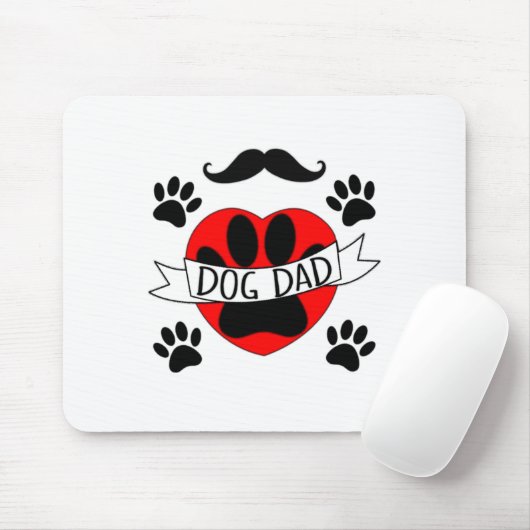 Hunde Vater Paw und Rotes Herz Zeichnend Mousepad (Mit Mouse)