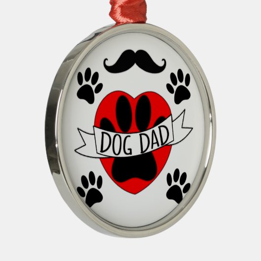 Hunde Vater Paw und Rotes Herz Zeichnend Ornament Aus Metall (Rechts)