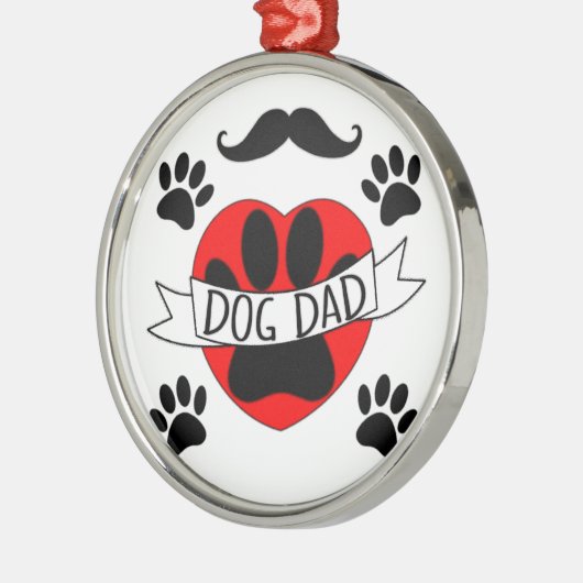 Hunde Vater Paw und Rotes Herz Zeichnend Ornament Aus Metall (Links)