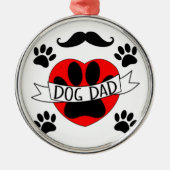 Hunde Vater Paw und Rotes Herz Zeichnend Ornament Aus Metall (Vorne)