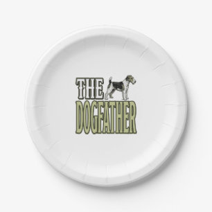 Hunde-Vater-Terrier Vintage-Gravur-Shirt-Design_ Pappteller