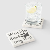 Hunde Vater Untersetzer, Geschenk für Papa vom Hun Steinuntersetzer (Seitenansicht)