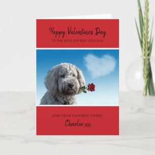 Hunde-Vater Valentinstag von Hund mit roter Rose Feiertagskarte