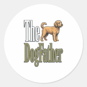Hunde-Vater Vintage-Stich Hundeliebhaber-Design_1 Runder Aufkleber