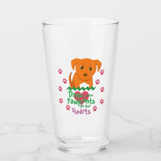 Hunde Verlass Pawprints Glas (Vorderseite)