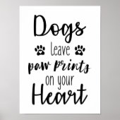 Hunde Verließ Paw Prints auf Ihrem Herzplakat Poster (Vorne)