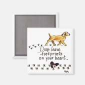 Hunde Verließ Pawprints am Herzen Magnet (Vorderseite/Rückseite)