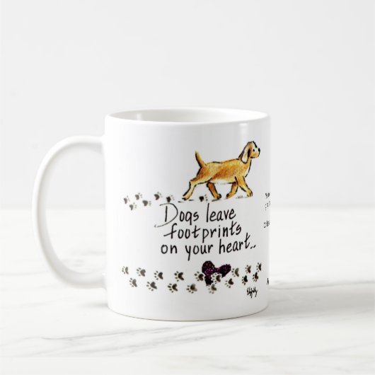 Hunde Verließ Pawprints auf unserer Herz-Tasse Kaffeetasse (Links)