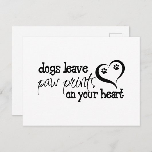 Hunde verließ Pfotendrucke auf Ihrem Herzen Postkarte (Vorne/Hinten)