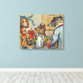 Hunde Viktorianisch Dinner Dress Doggy Leinwanddruck (Insitu (Holzboden))