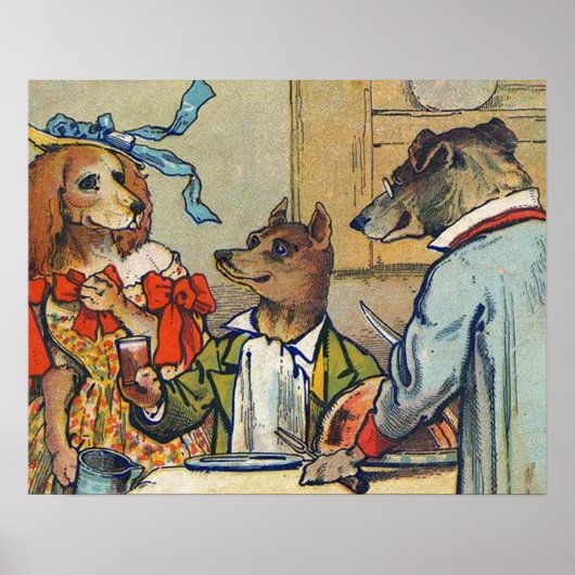 Hunde Viktorianisch Dinner Dress Doggy Poster (Vorne)