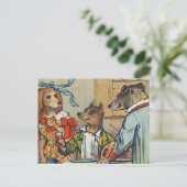 Hunde Viktorianisch Dinner Dress Doggy Postkarte (Stehend Vorderseite)