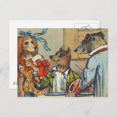 Hunde Viktorianisch Dinner Dress Doggy Postkarte (Vorne/Hinten)