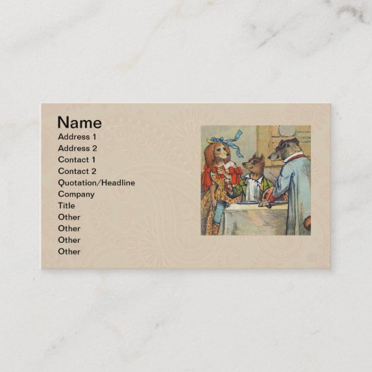 Hunde Viktorianisch Dinner Dress Doggy Visitenkarte (Vorderseite)