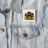 Hunde von Rottweiler, umgeben von Sonnenblumen Button (Beispiel)
