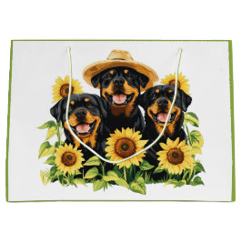 Hunde von Rottweiler, umgeben von Sonnenblumen Große Geschenktüte