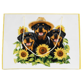 Hunde von Rottweiler, umgeben von Sonnenblumen Große Geschenktüte