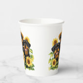 Hunde von Rottweiler, umgeben von Sonnenblumen Pappbecher (Links)