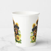 Hunde von Rottweiler, umgeben von Sonnenblumen Pappbecher (Rechts)