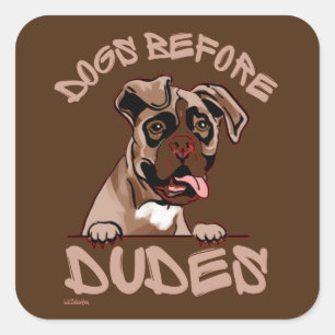 HUNDE VOR TYPEN Olde English Bulldog lustiger Hund Quadratischer Aufkleber