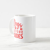Hunde vor Typen - rotes Design Kaffeetasse (Vorderseite Links)