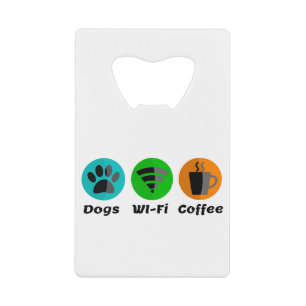 Hunde W-LAN und Kaffee Geldbeutel Flaschenöffner