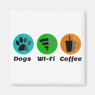 Hunde W-LAN und Kaffee Magnet