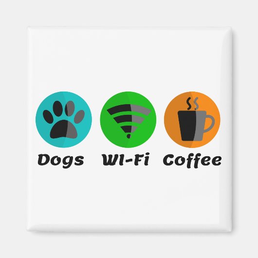 Hunde W-LAN und Kaffee Magnet (Vorne)