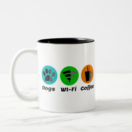Hunde W-LAN und Kaffee Zweifarbige Tasse (Links)